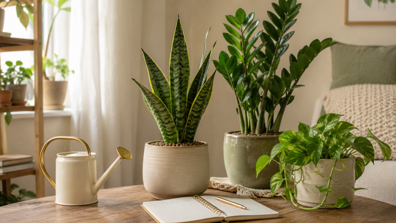 plants for people who forget to water in a cozy apartment