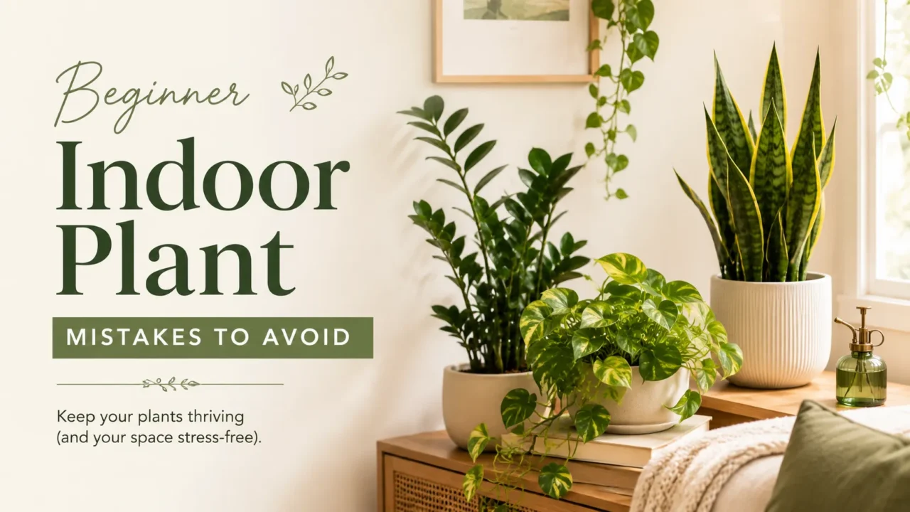 beginner indoor plants in a cozy apartment corner with soft natural light