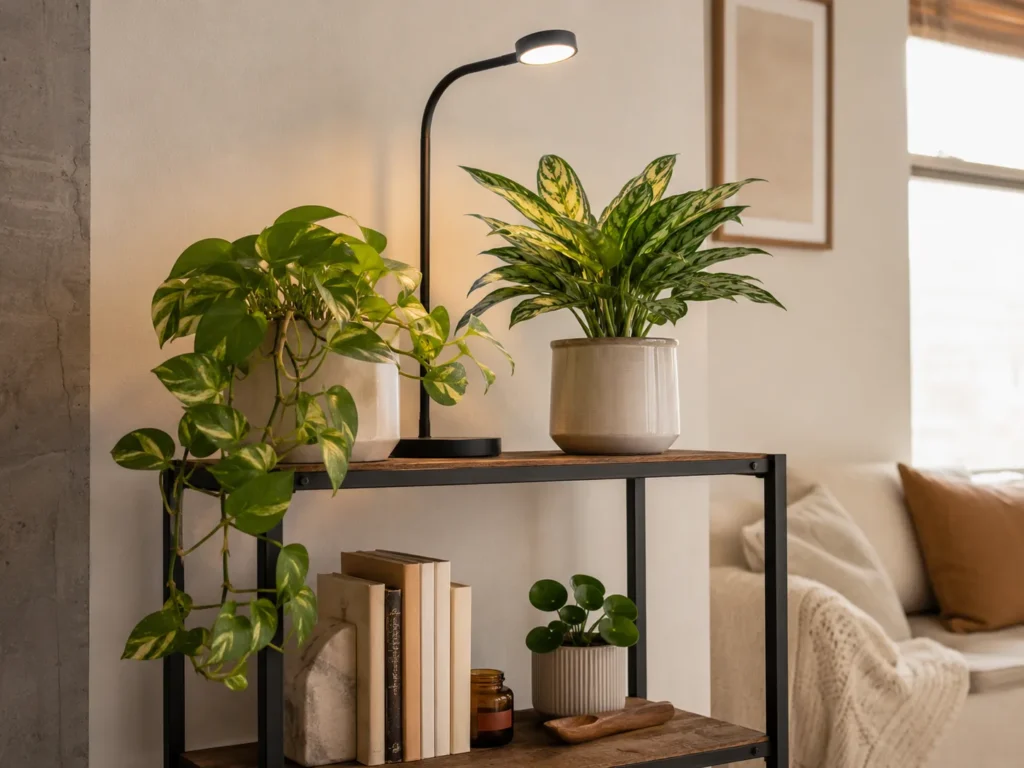 Beginner checking plant light with a simple reading test